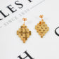 Pre-Owned 9ct Gold Rhombus Shape Brick Design Drop Earrings