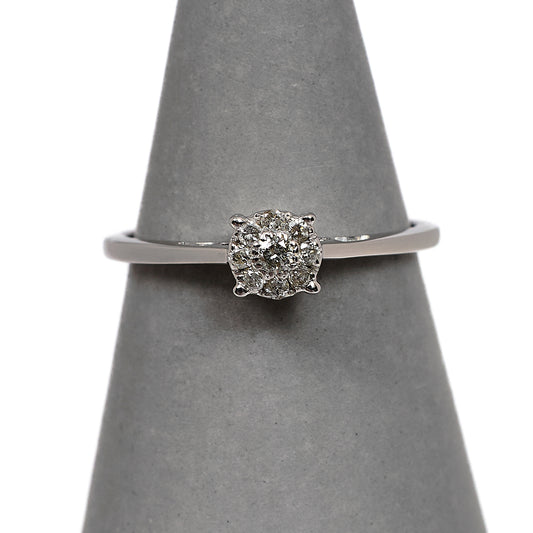 Pre-Owned 9ct White Gold Diamond Cluster Ring Size N.5