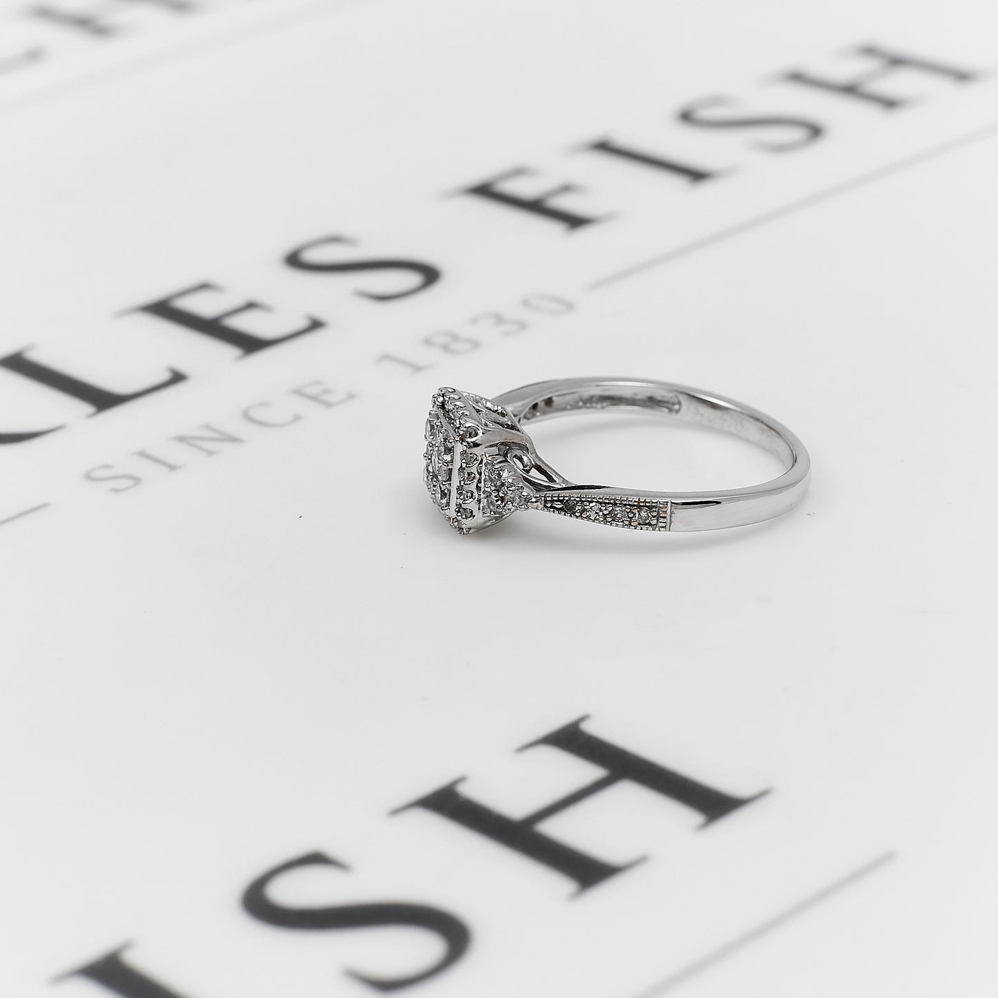 Pre-Owned 18ct White Gold Square Diamond Cluster Ring