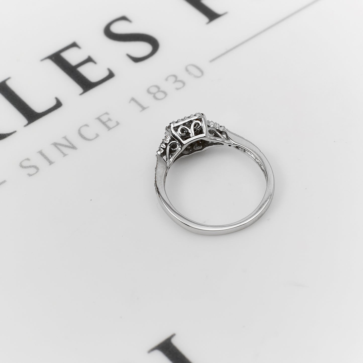 Pre-Owned 18ct White Gold Square Diamond Cluster Ring