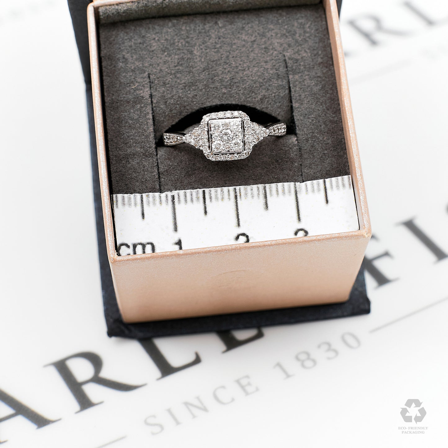 Pre-Owned 18ct White Gold Square Diamond Cluster Ring