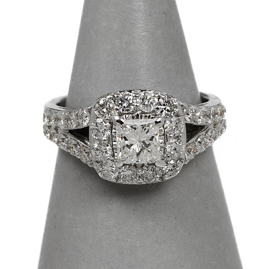 Pre-Owned 18ct White Gold Diamond Cluster Ring Size N