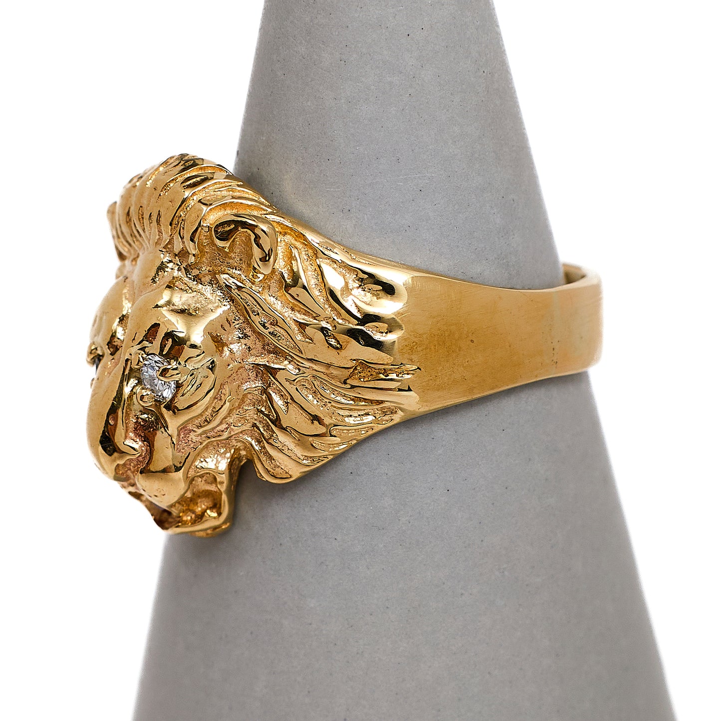 Pre-Owned 9ct Mens Diamond & Synthetic Stone Lion Head Ring