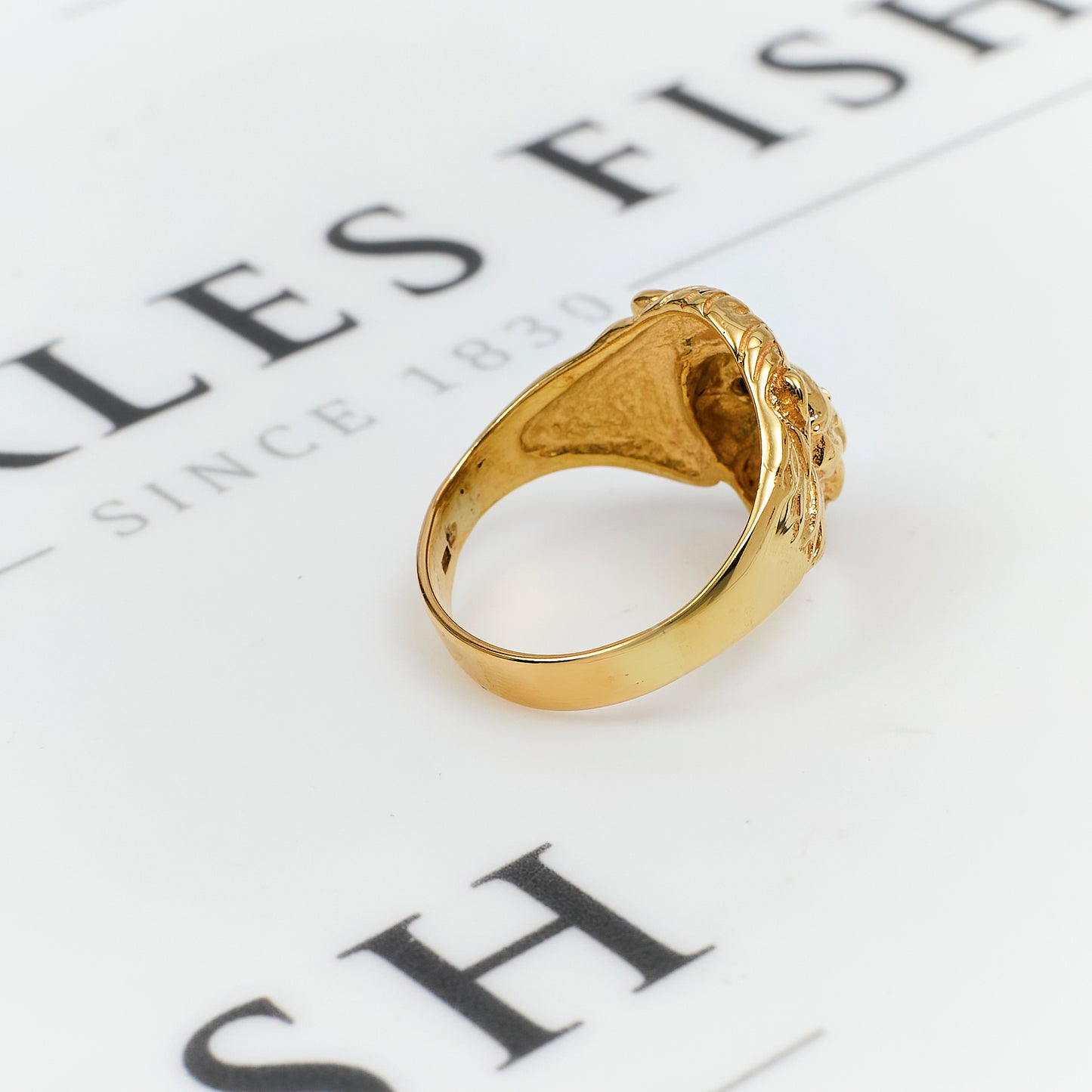 Pre-Owned 9ct Mens Diamond & Synthetic Stone Lion Head Ring