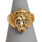 Pre-Owned 9ct Mens Diamond & Synthetic Stone Lion Head Ring