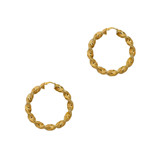 Pre-Owned 9ct Gold Twist Creole Hoop Earrings
