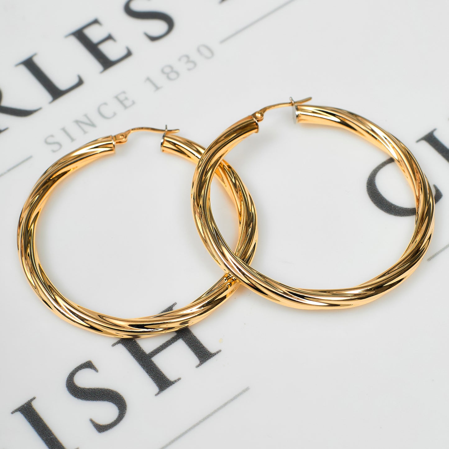 Pre-Owned 9ct Gold Twist Creole Hoop Earrings