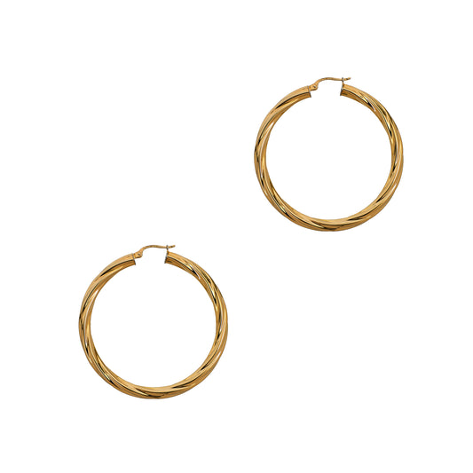 Pre-Owned 9ct Gold Twist Creole Hoop Earrings
