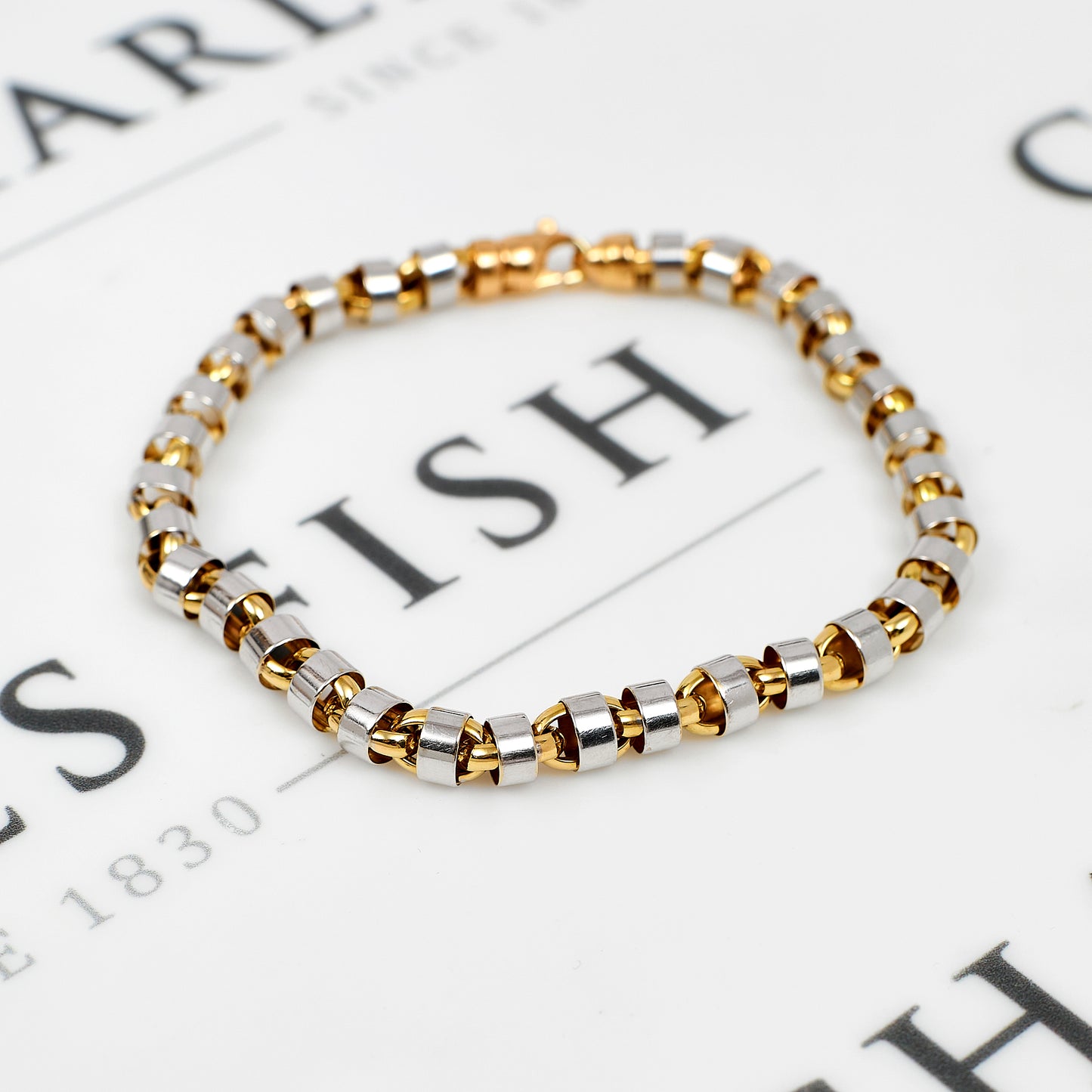 Pre-Owned 14ct White & Rose Gold Fancy Anchor Link Bracelet