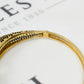 Pre-Owned 14ct Gold Black CZ 2 Panther Head Hinged Bracelet