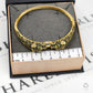 Pre-Owned 14ct Gold Black CZ 2 Panther Head Hinged Bracelet