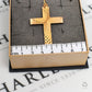 Pre-Owned 9ct Gold Sunburst Pattern Cross Pendant