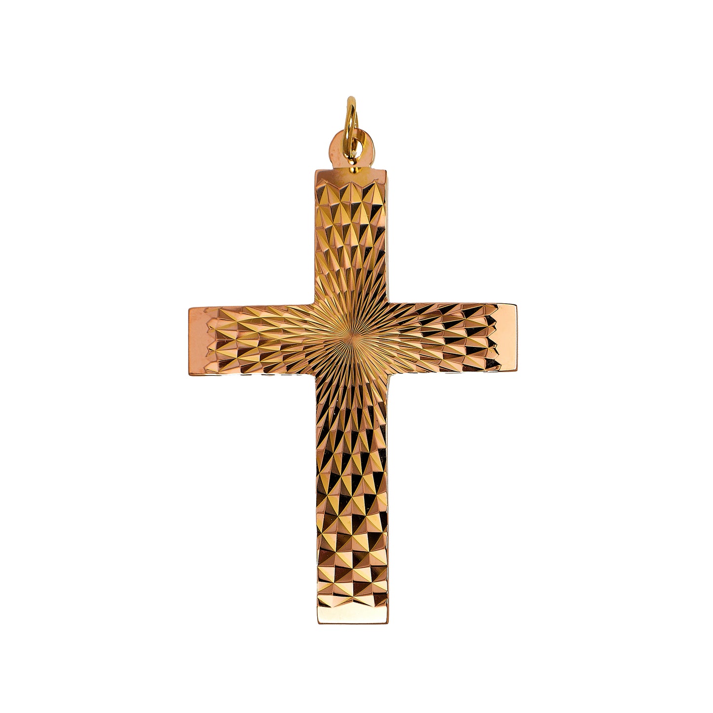 Pre-Owned 9ct Gold Sunburst Pattern Cross Pendant