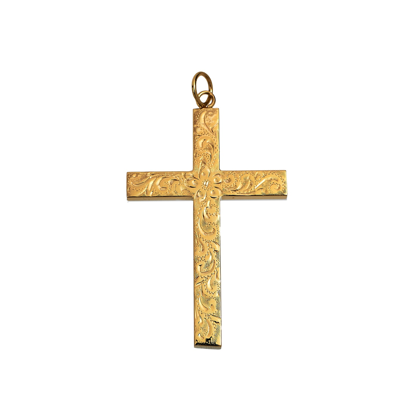 Pre-Owned 9ct Gold Flower Design Cross Pendant