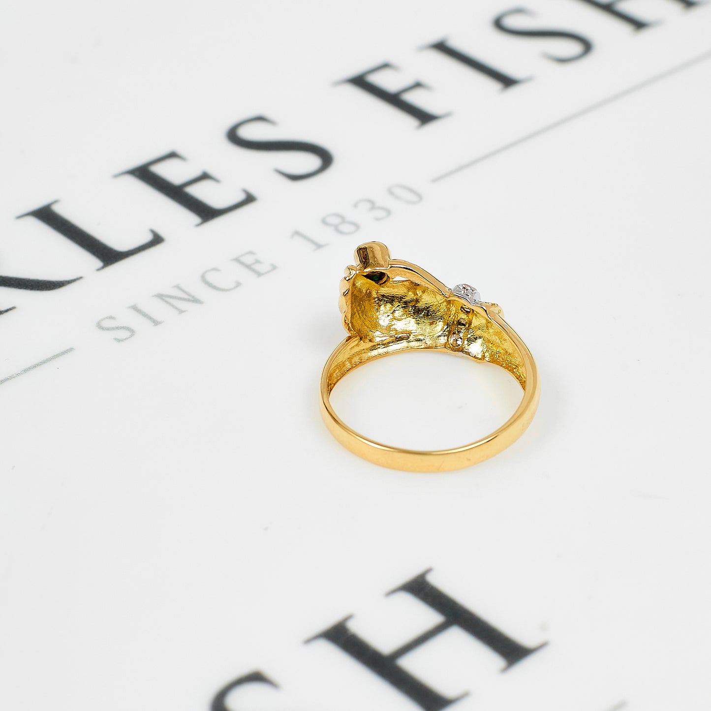 Pre-Owned 18ct Gold CZ & Green Agate Hand Design Ring Size P