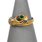 Pre-Owned 18ct Gold CZ & Green Agate Hand Design Ring Size P