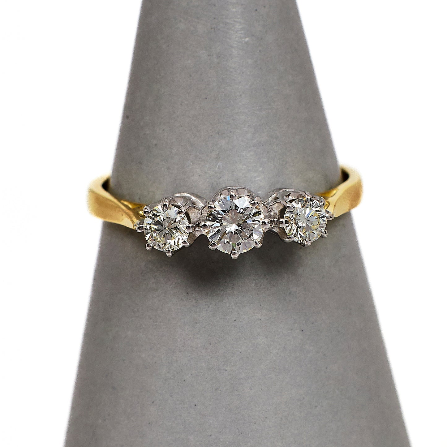 Pre-Owned 18ct Gold Trinity Diamond Ring Size O.5