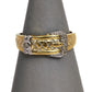 Pre-Owned 9ct Gold Mens Diamond Patterned Buckle Ring Size W