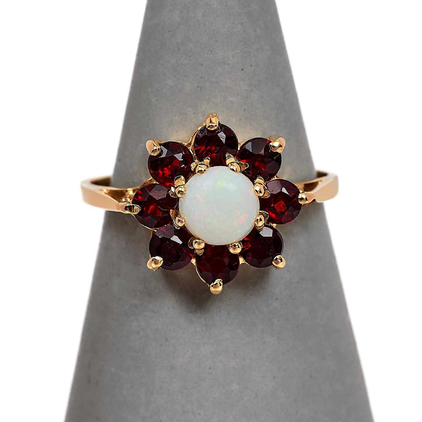 Pre-Owned 9ct Gold Opal & Garnet Ring Size L.5