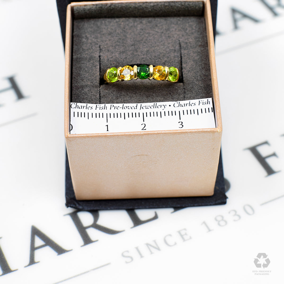 Pre-Owned 9ct Gold Multi Gemstone Ring Size Q