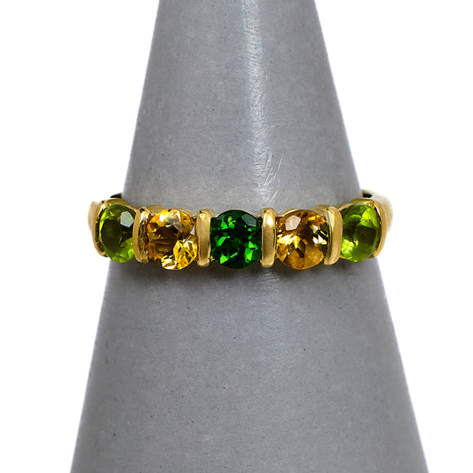 Pre-Owned 9ct Gold Multi Gemstone Ring Size Q