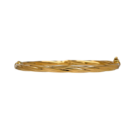 Pre-Owned 9ct Gold Hinged Twist Design Bangle