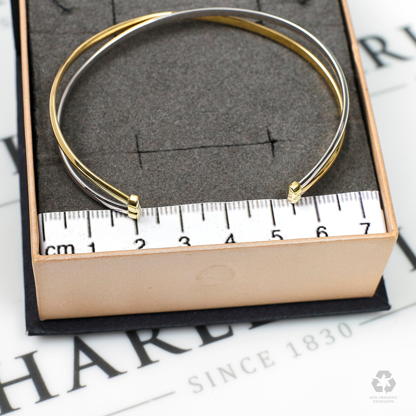 Pre-Owned 9ct Gold 2 Tone Open Ended Crossover Bangle