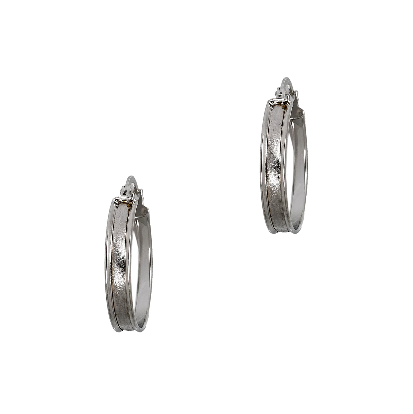 Pre-Owned 9ct White Gold Frosted Creole Hoop Earrings