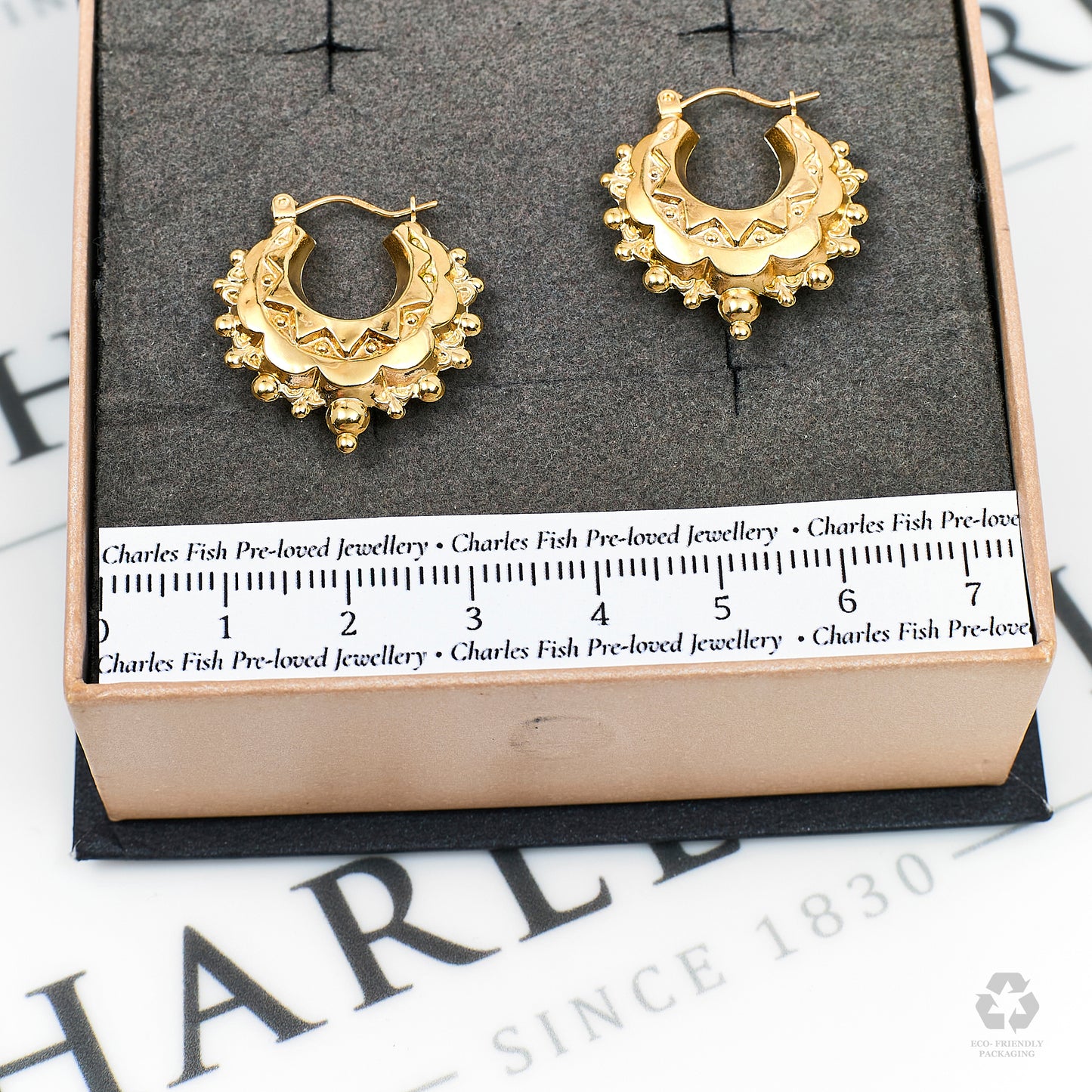 Pre-Owned 9ct Gold Ornate Creole Hoop Earrings