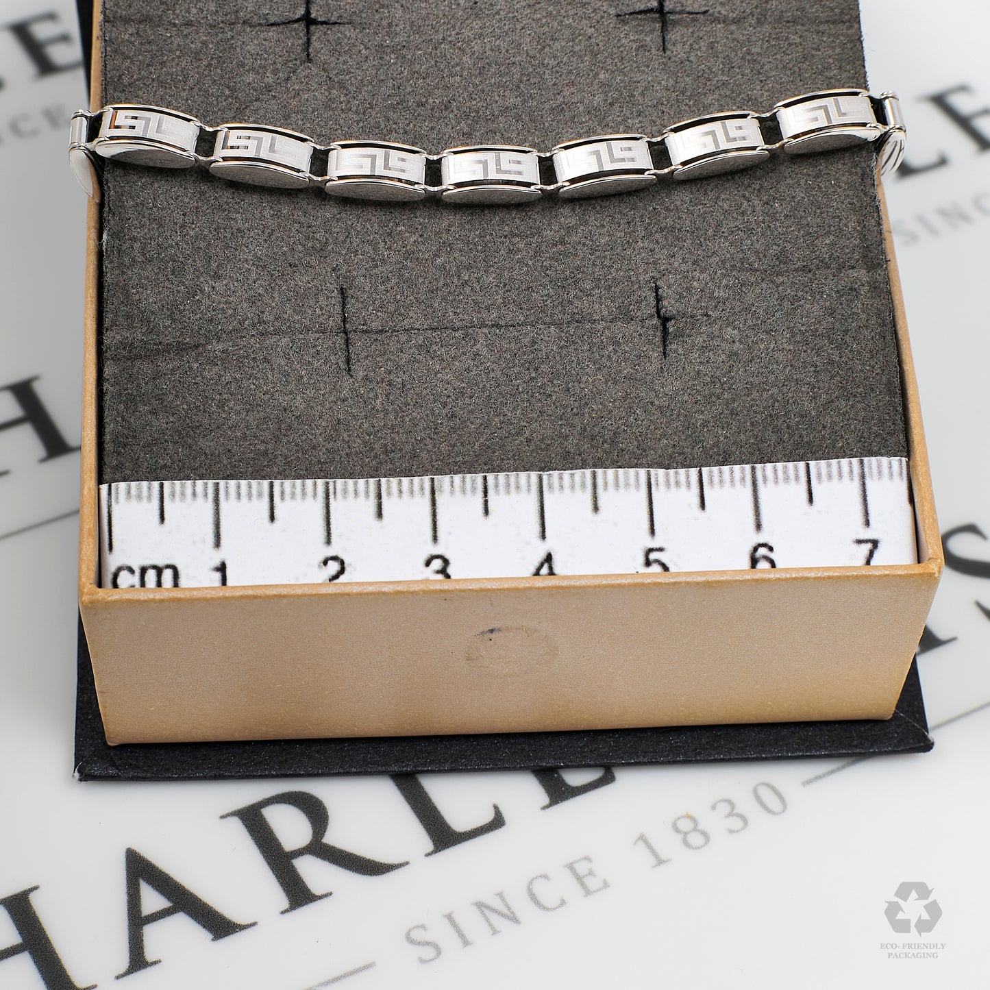 Pre-Owned 9ct White Gold Greek Key Design Bracelet 7.5 Inch