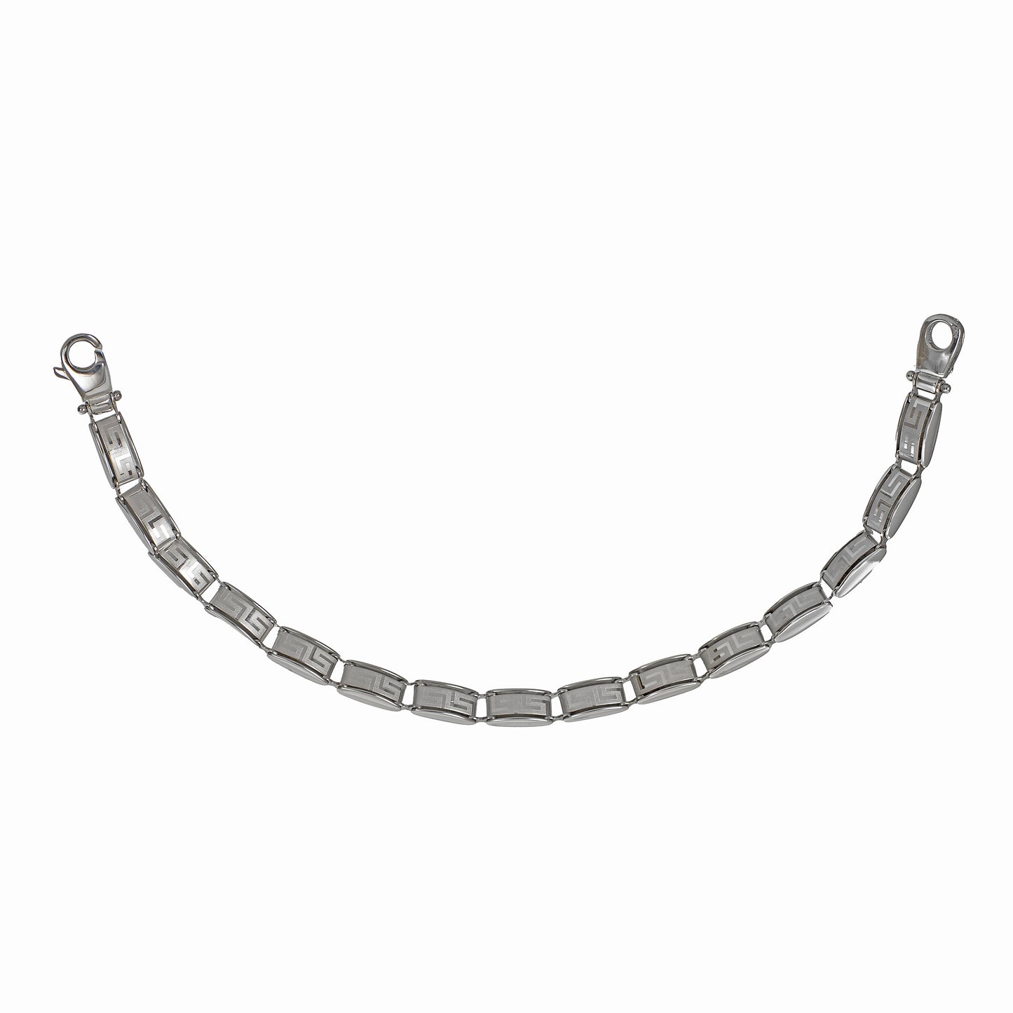 Pre-Owned 9ct White Gold Greek Key Design Bracelet 7.5 Inch