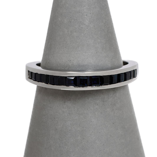 Pre-Owned 18ct White Gold 15 Sapphire Triangle Ring Size N.5
