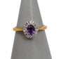 Pre-Owned 18ct Gold Oval Amethyst & Diamond Cluster Ring Size L