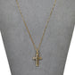 Pre-Owned 18ct Gold CZ Openwork Cross Pendant Necklace