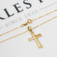 Pre-Owned 18ct Gold CZ Openwork Cross Pendant Necklace