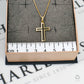 Pre-Owned 18ct Gold CZ Openwork Cross Pendant Necklace