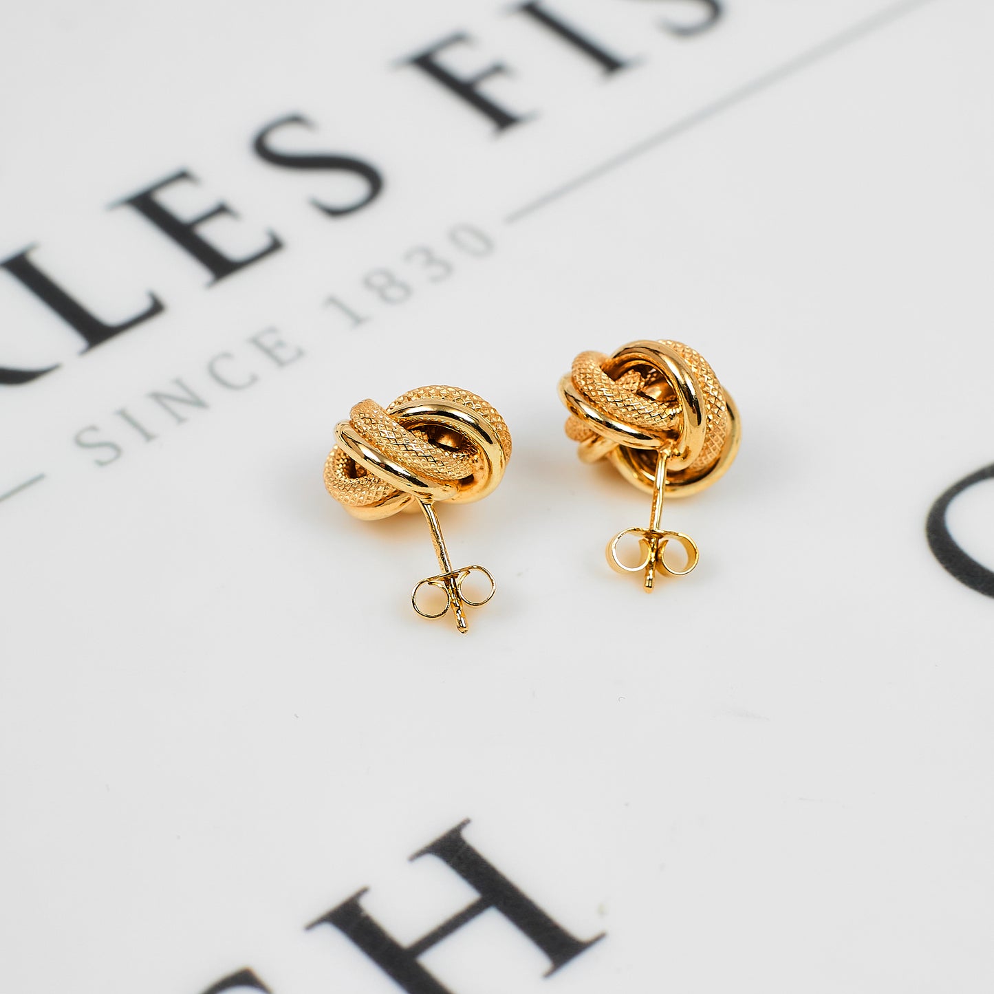 Pre-Owned 9ct Gold Knot Stud Earrings
