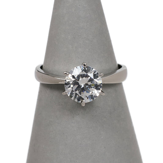 Pre-Owned 9ct White Gold CZ Ring Size K