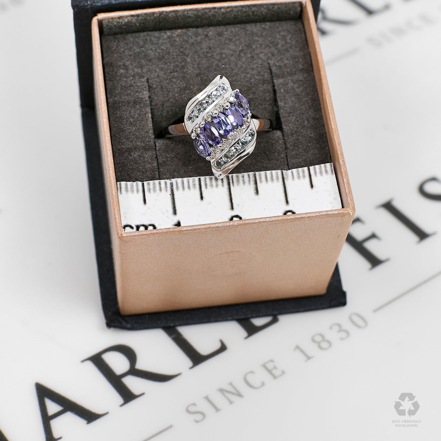 Pre-Owned 9ct White Gold Multi Gemstone Ring Size O