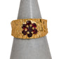 Pre-Owned 9ct Gold Garnet Cluster Barked Ring Size K