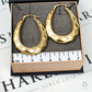 Pre-Owned 9ct Gold Patterned Oval Creole Hoop Earrings