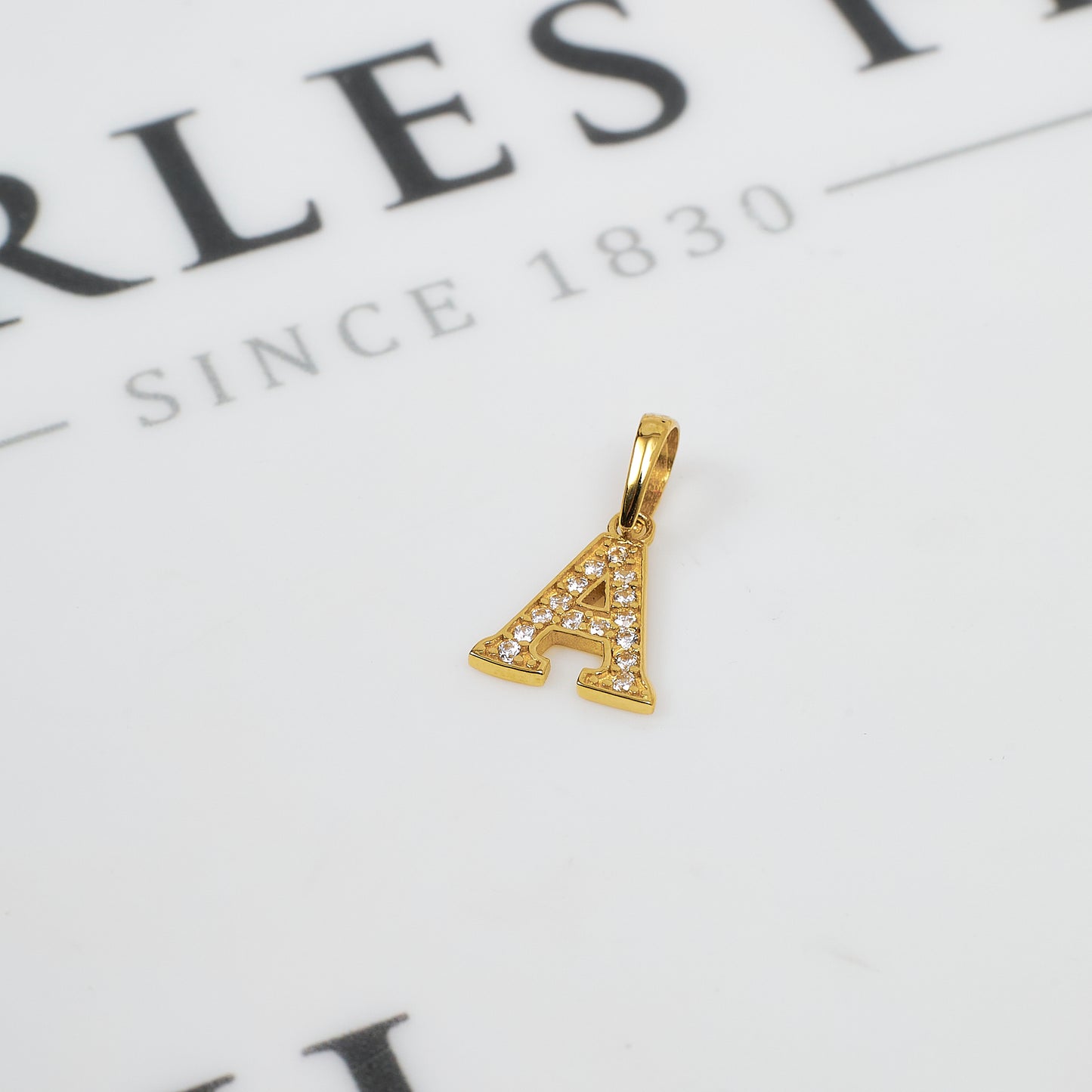 Pre-Owned 14ct Gold CZ Letter A Initial Pendant
