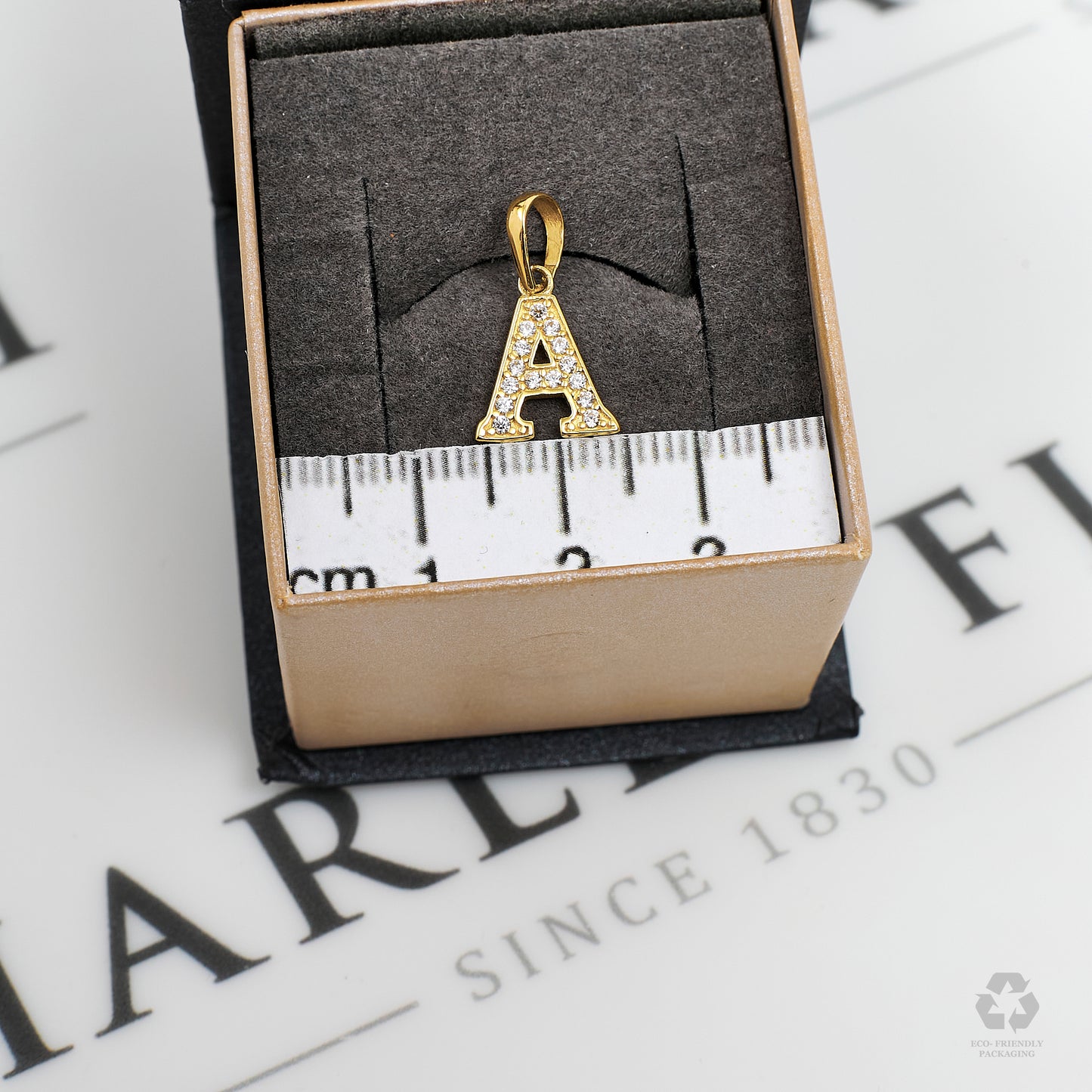 Pre-Owned 14ct Gold CZ Letter A Initial Pendant