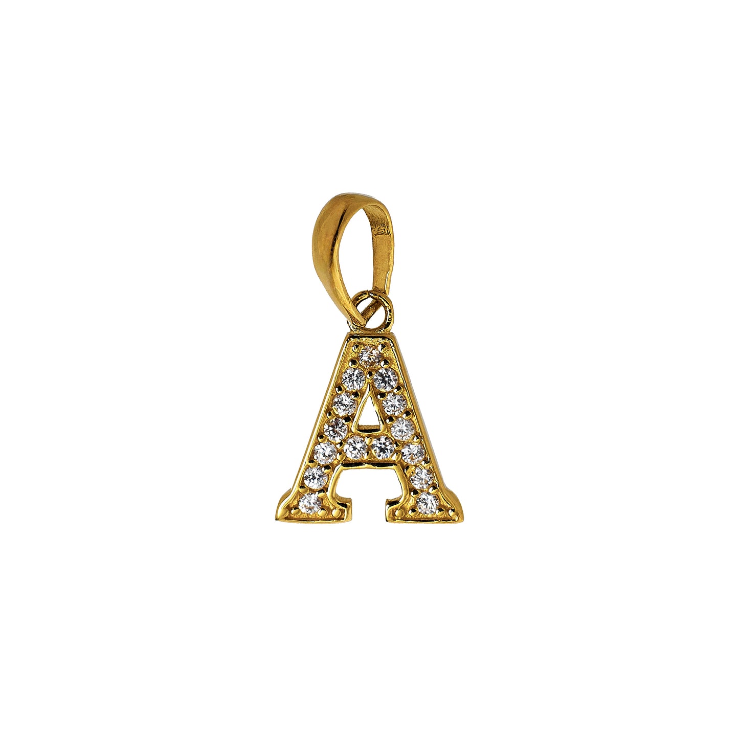 Pre-Owned 14ct Gold CZ Letter A Initial Pendant
