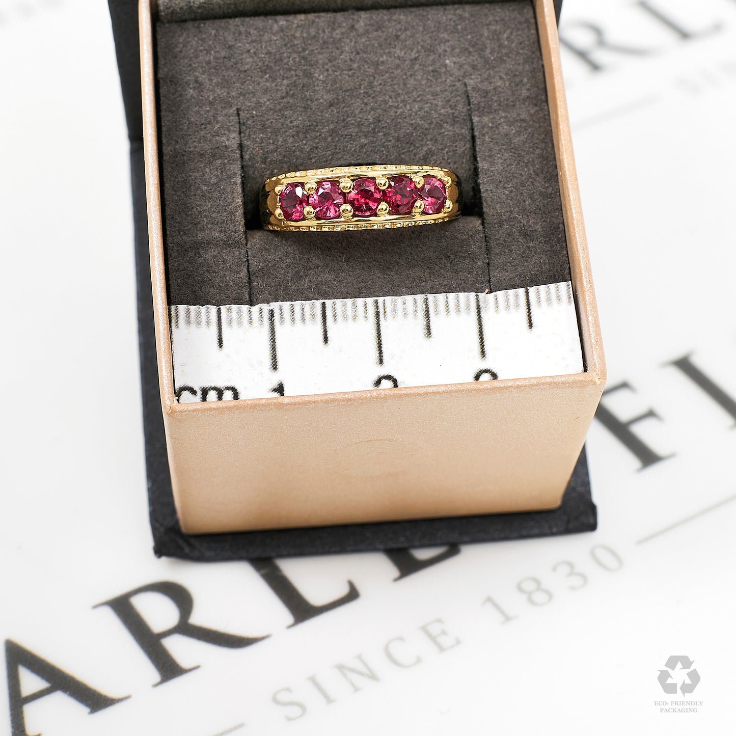 Pre-Owned 9ct Gold Red CZ Dress Ring Size K.5