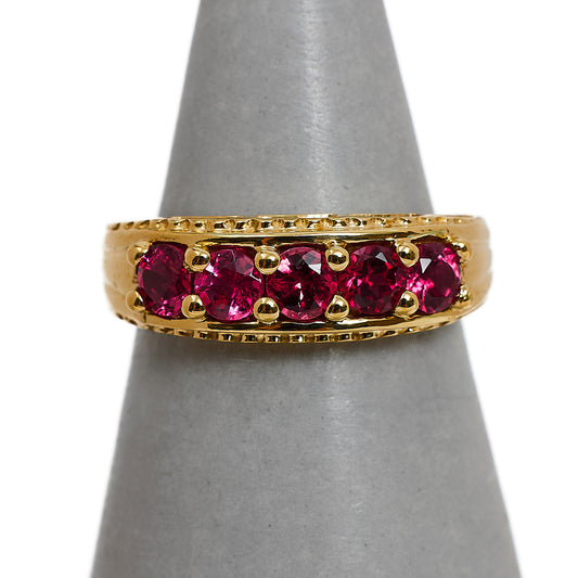 Pre-Owned 9ct Gold Red CZ Dress Ring Size K.5