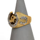 Pre-Owned 9ct Gold Mens CZ Jockey & Horseshoe Ring