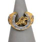 Pre-Owned 9ct Gold Mens CZ Jockey & Horseshoe Ring