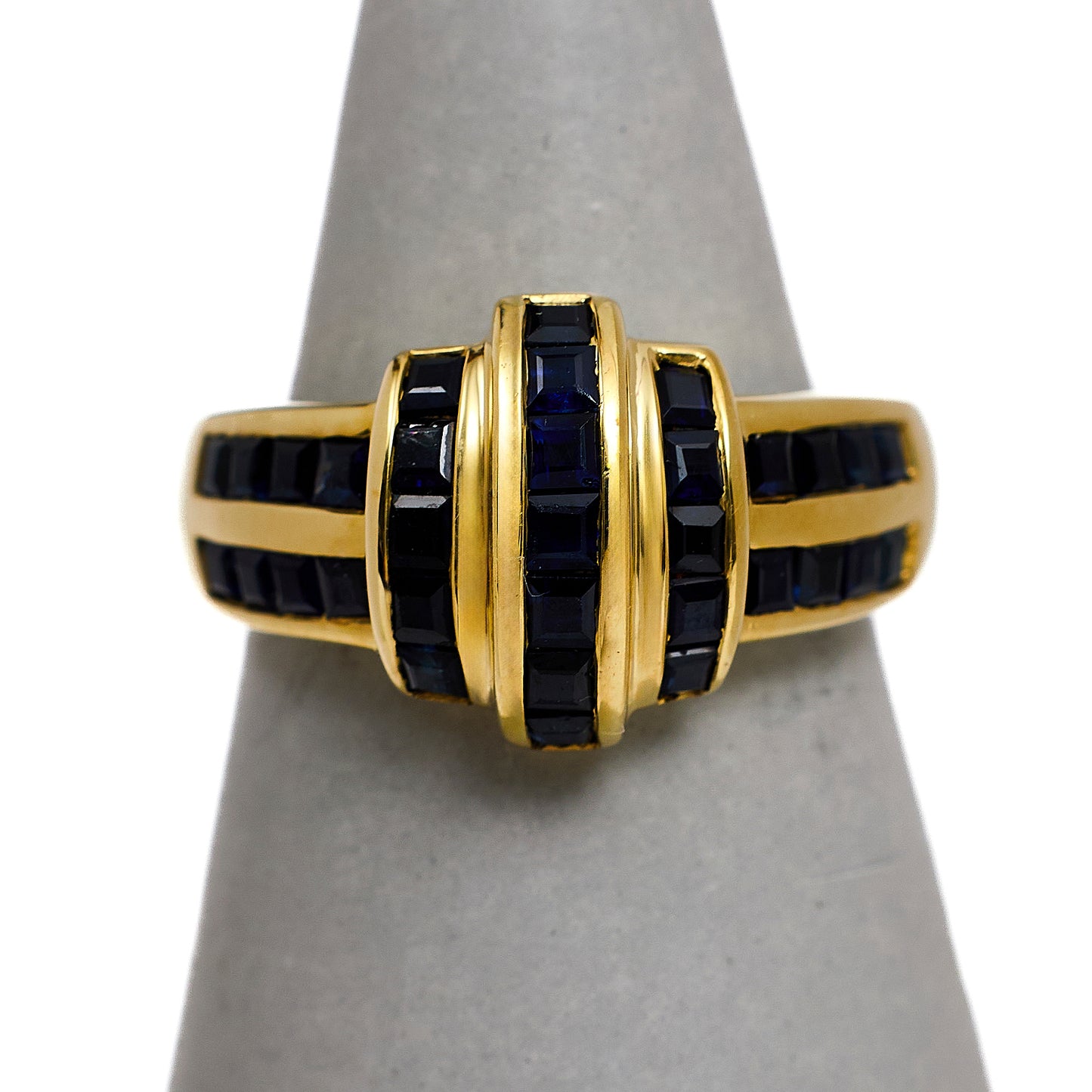 Pre-Owned 9ct Gold Sapphire 2 Row 3 Column Ring Size M.5