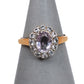 Pre-Owned 9ct Gold Oval Amethyst & CZ Cluster Ring Size J.5